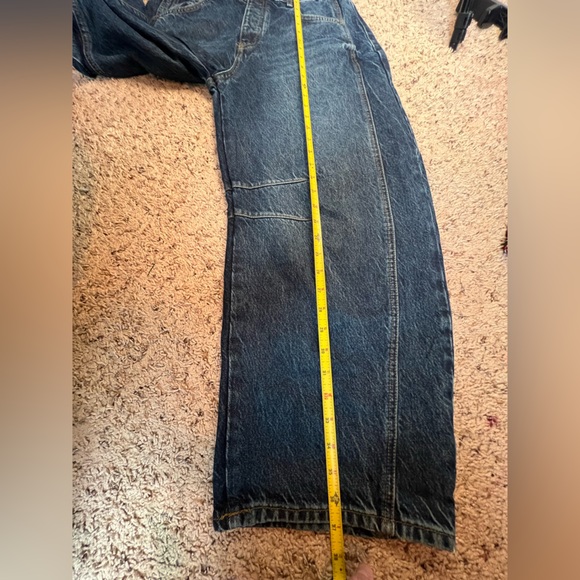 We The Free Good Luck Mid Rise Barrel Jeans Size 27 Dark Wash - Picture 13 of 14